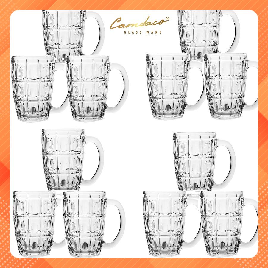 FREESHIP TOÀN QUỐC 50K - Bộ 12 Ly Thủy Tinh 316 Có Quai Uống Bia 375ML - Camdaglassco