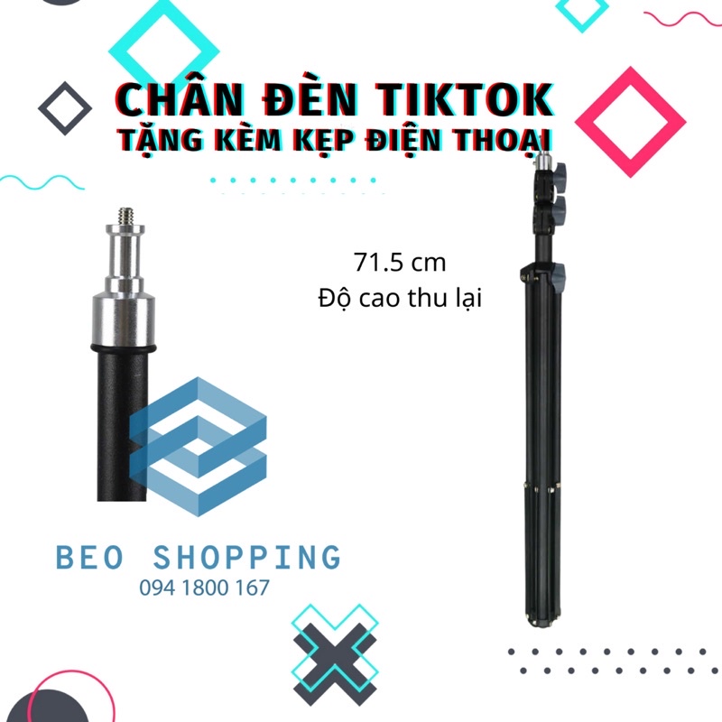 Cây Livestream, Quay TikTok, Giá Đỡ Chụp Hình, Chụp Ảnh (có 1 kẹp điện thoại)