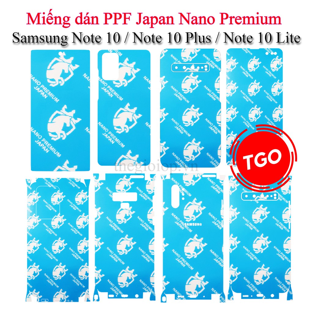 Miếng dán PPF Japan Nano Premium Samsung Note 10 / Note 10 Plus / Note 10 Lite màn hình, mặt lưng