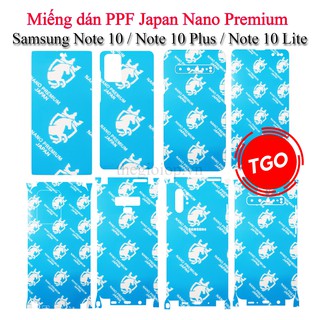 Miếng dán PPF Japan Nano Premium Samsung Note 10 / Note 10 Plus / Note 10 Lite màn hình, mặt lưng