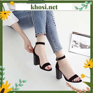 [ẢNH THẬT] Giày cao gót sandal 7cm bản ngang đen - cg0112