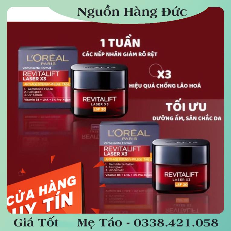 [auth] KEM DƯỠNG DA CHỐNG LÃO HÓA – GIÚP MỜ THÂM NÁM LOREAL REVITALIFT LASER X3, 50ML Nội địa Đức Đủ Bill [Hot]