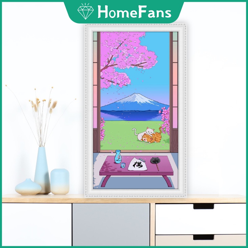 Bộ Tranh Đính Đá 5D Tự Làm 30x50cm Hình Mèo Hoạt Hình Đáng Yêu Trang Trí Nhà Cửa