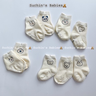 Tất trắng hình cute có đế chống trượt cho bé Suchin TKID0023