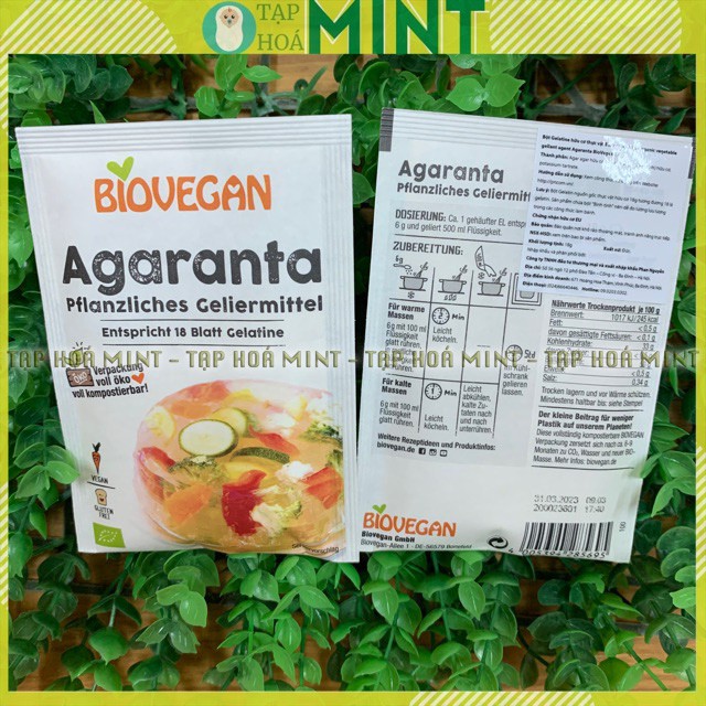 Gelatine thực vật hữu cơ Biovegan gói 18g, gelatine làm kẹo dẻo - Tạp hoá mint