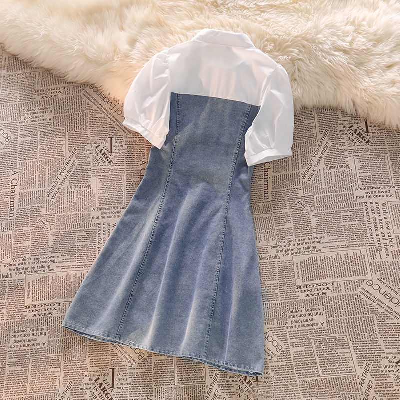 Đầm denim Tay Ngắn Cổ polo Dáng Ôm Thời Trang Mùa Hè 2022