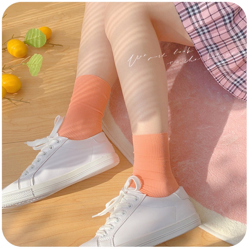 Vớ Cổ Cao Siêu Mỏng Thoáng Khí Thời Trang Hàn Quốc Cho Nữ