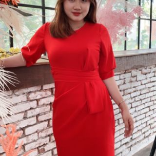 🔥🔥[Ảnh thật + video] X07 Đầm body Bigsize dáng ôm nơ eo