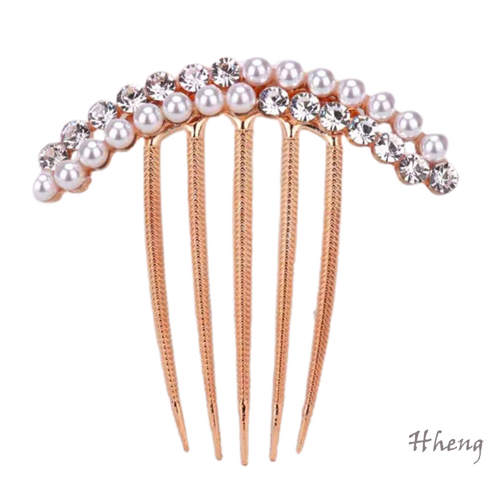 YADORNOS Kẹp Tóc Đính Đá Ngọc Trai Nhân Tạo Có Đính Đá Pha Lê 1 Cái