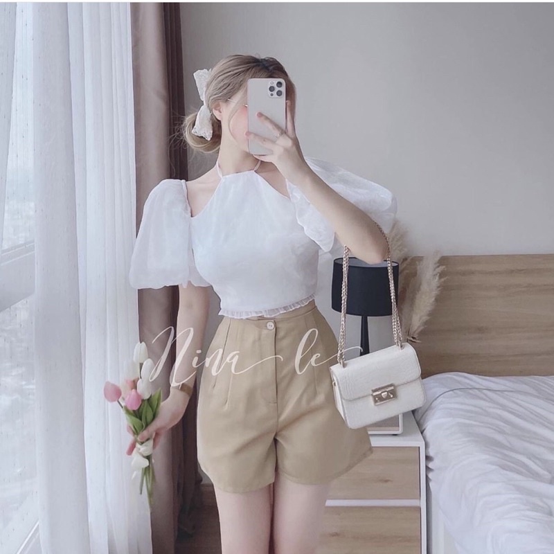 Set áo yếm cột nơ quần short