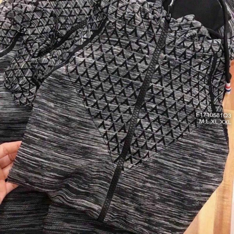 Áo khoác tập Gym Navy có nón kéo khóa tay dài xỏ ngón 1710