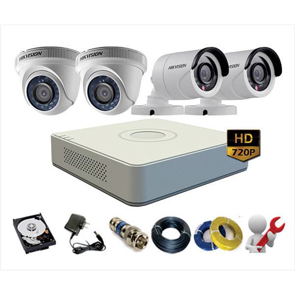 Trọn bộ 4 camera Hikvision 1 Megapixel....
