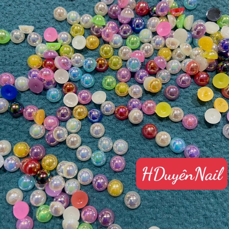 15gr hạt trai AB mix từ 3 đến 8mm khoảng 500v dùng trang trí móng tay làm hoa bột nail