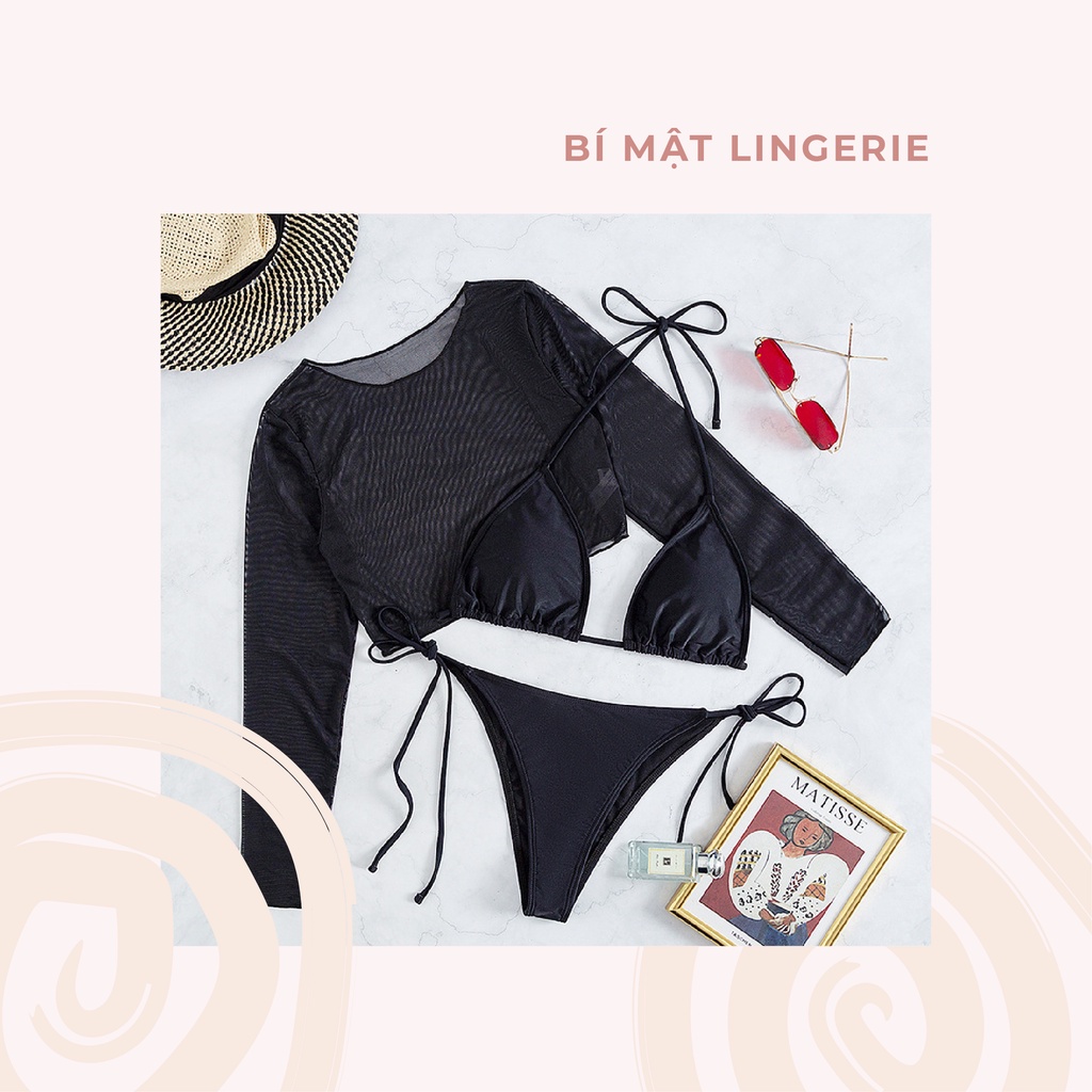 Set Bikini đồ bơi 3 mảnh buộc dây sexy tôn dáng dễ mặc sẵn hàng mẫu mới độc lạ 2023