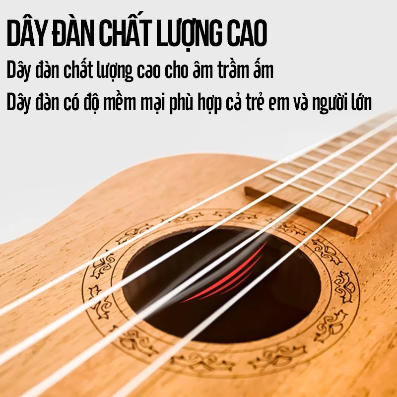 Đàn Ukulele Soprano Gỗ Size 62cm Super Soprano 4 Dây Tặng Kèm Bao Đựng Đàn Và Phụ Kiện VT00