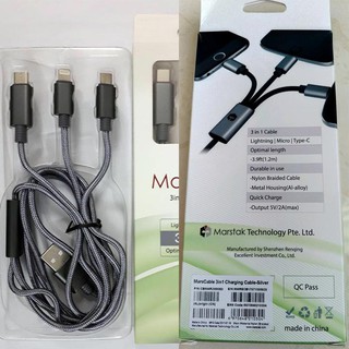 Cáp sạc 3 đầu SIÊU BỀN 3in1 Charging Cable tương thích Lightning – Micro USB – USB Type C
