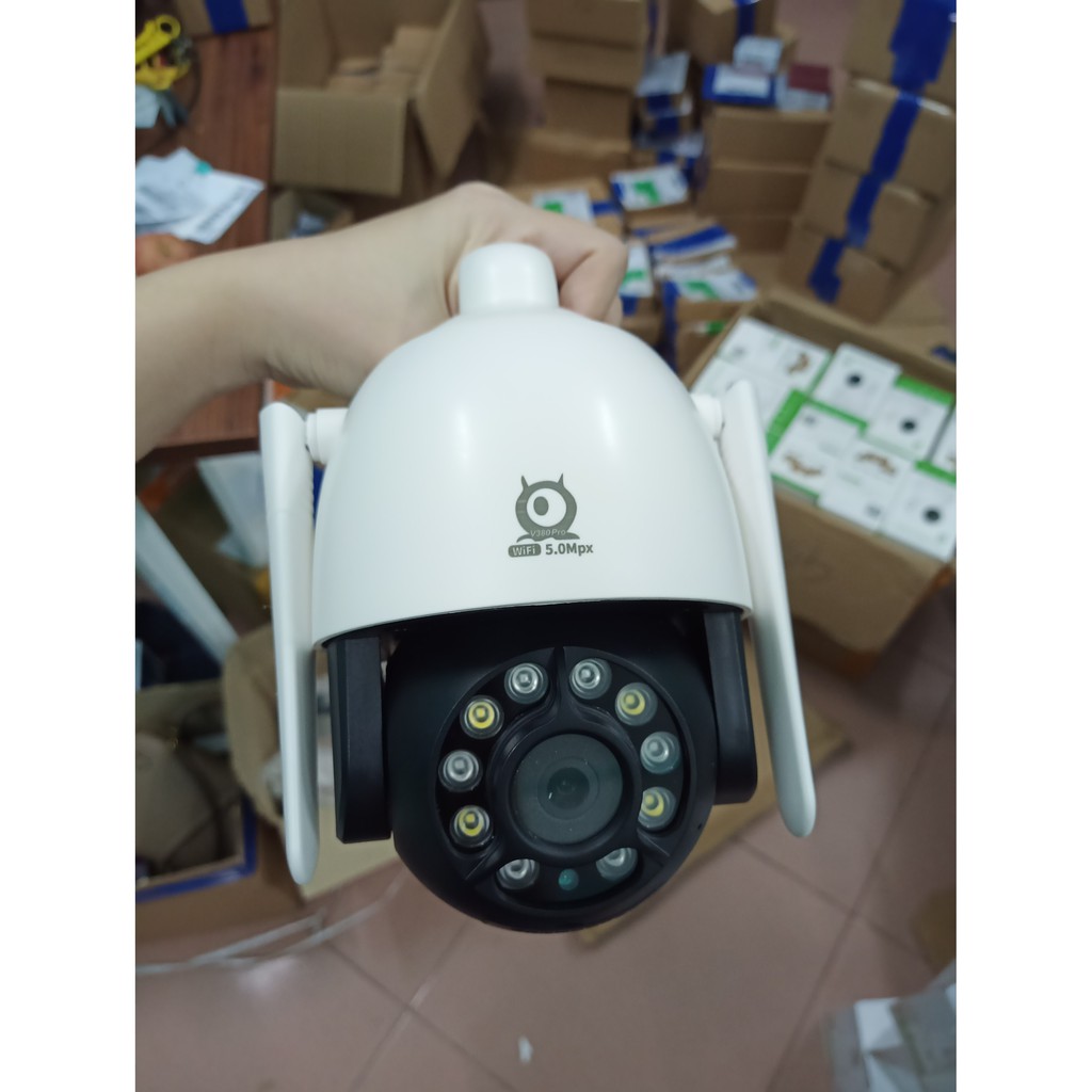 Camera wifi 5.0 MPX Xoay 360° V380Pro C12 Chính hãng Nhận diện khuôn mặt,Xem đêm có màu
