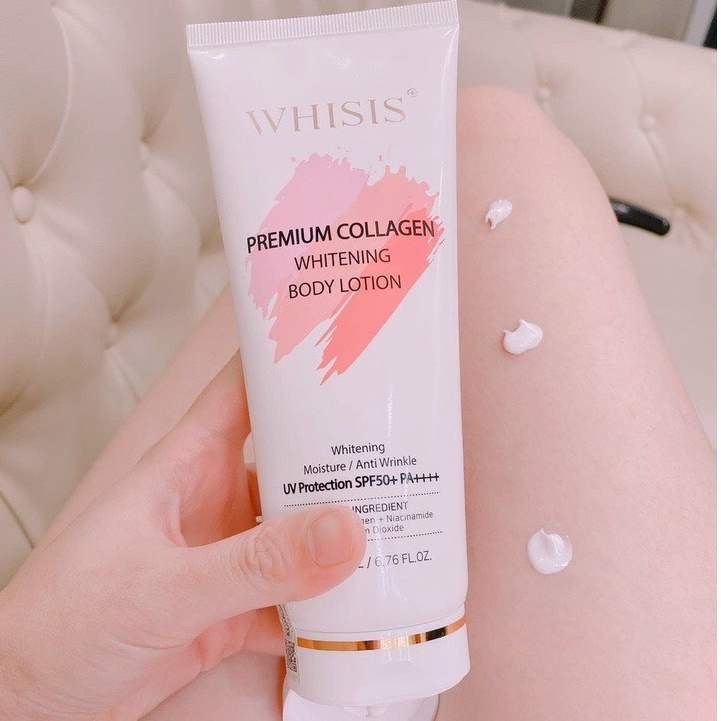 Kem Dưỡng Thể Trắng Da Body WHISIS Premium Collagen Whitening Body Lotion 200ml Chống Nắng Nâng Tone Chính Hãng Hàn Quốc