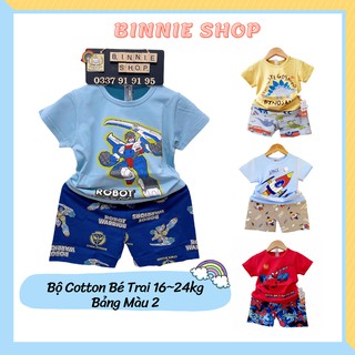 Đồ bộ bé trai quảng châu xuất hàn Quần áo bé trai BINNIE SHOP chất thun cotton cho bé từ 16-24kg (3-6 tuổi) BTT2