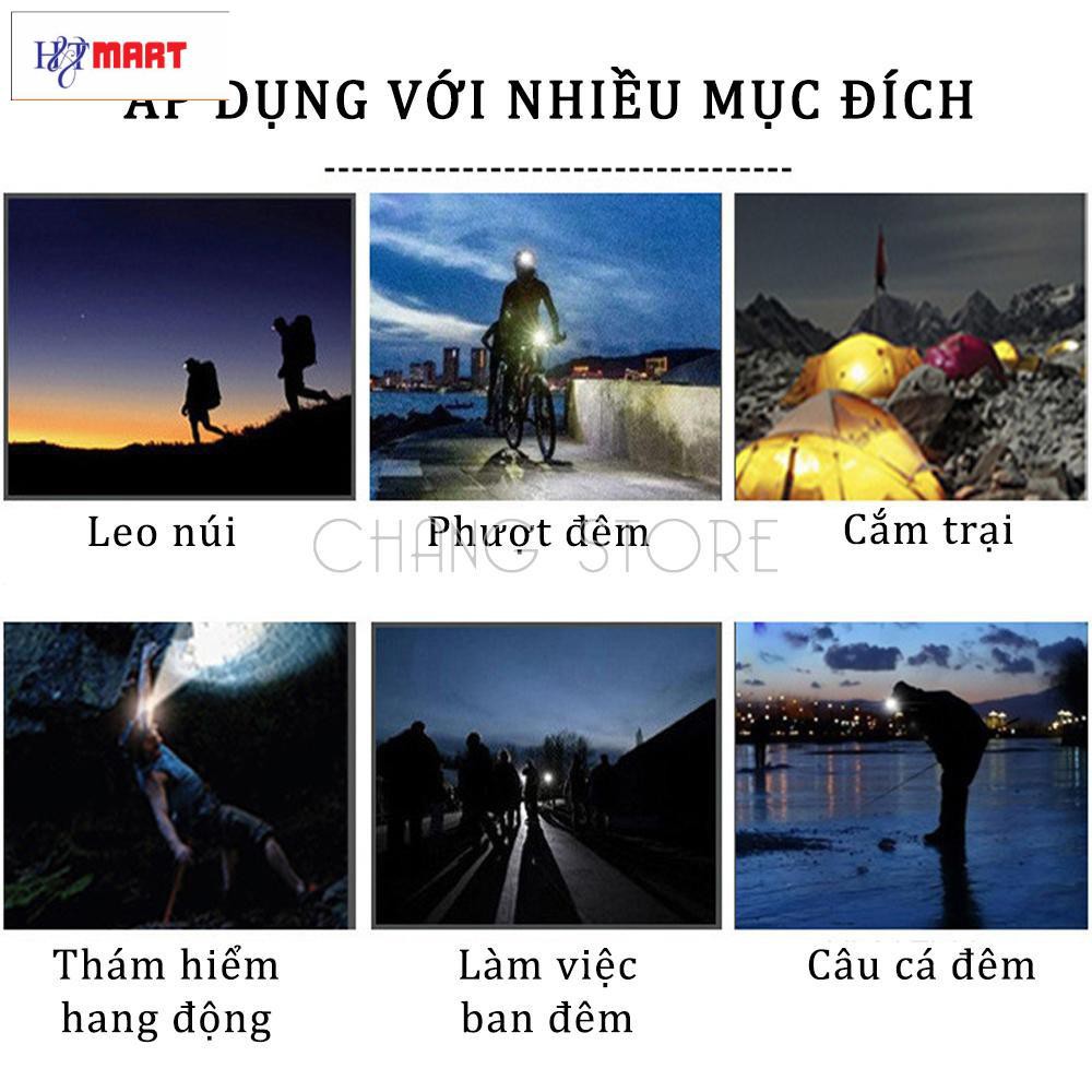 Đèn Pin Đội Đầu Đeo Trán 5 Bóng T6 Siêu Sáng Kèm Pin Sạc Siêu Tiện Lợi