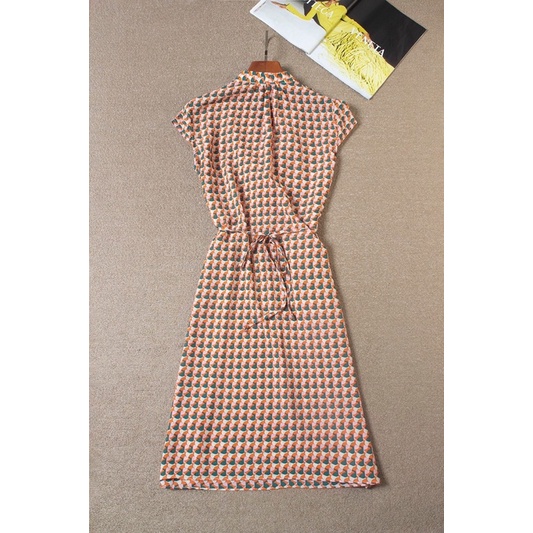 Đầm xoè thắt eo tay ngắn cổ tim thương hiệu Dior CD cao cấp