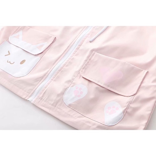 ÁO KHOÁC DÙ HAI LỚP PHỐI TAI MÈO SIÊU DỄ THƯƠNG