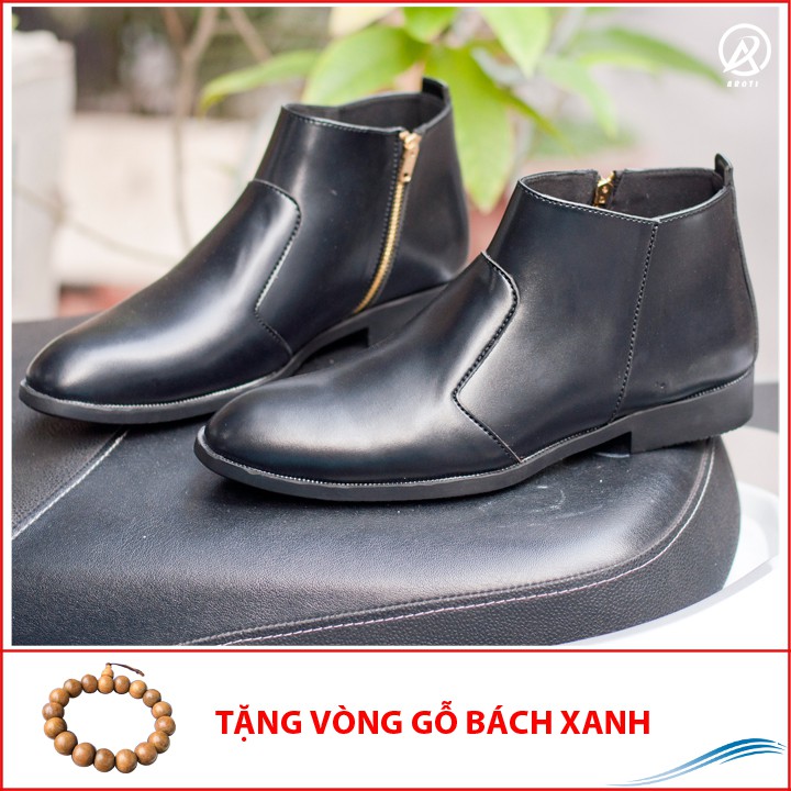 [Video- Ảnh Thật] Giày Chelsea Boot Nam Cổ Khóa Da Nhám Màu Đen Cực Chất - CB521-nhamkhoa(GB)- Kèm Vòng Gỗ Bách Xanh