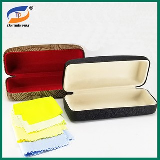 Hộp đựng kính cận, thời trang ruột thiếc bọc vải sang trọng (màu ngẫu nhiên)