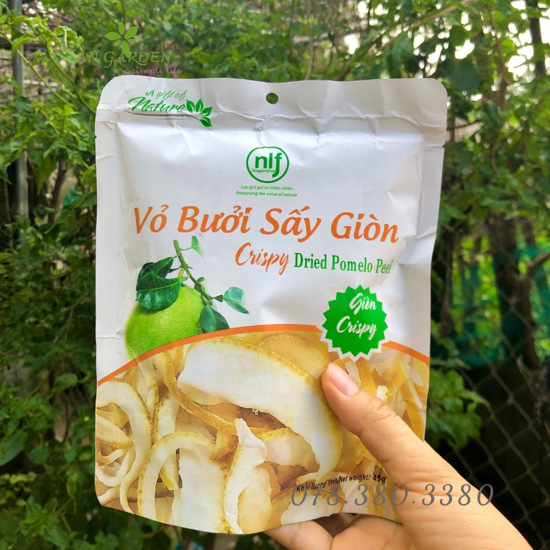 Vỏ Bưởi Sấy-Vỏ Bưởi Sấy Giòn NongLamFood giòn giòn ngọt ngọt chua chua, phù hơp cho cả bà bầu, trẻ nhỏ, người ăn kiêng