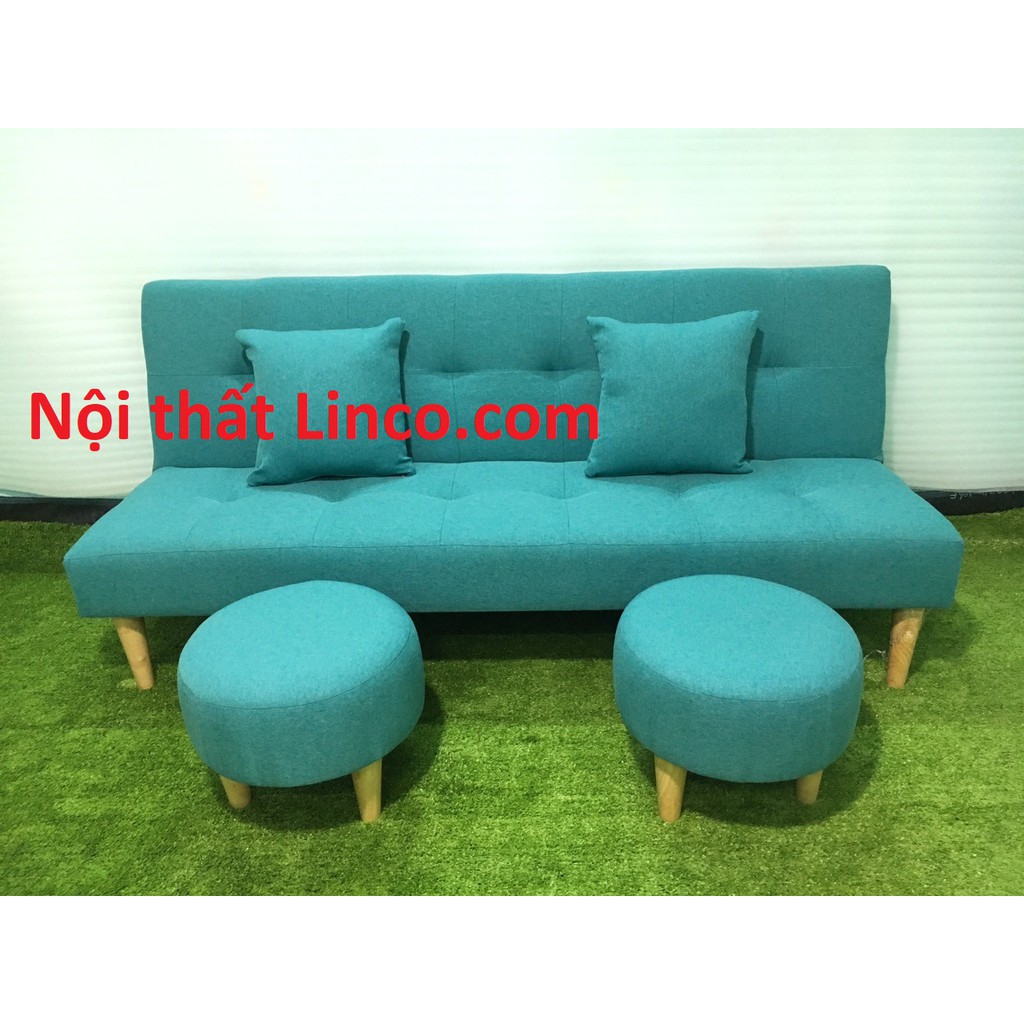 Bộ ghế dài salong bed xanh ngọc 1m7 giá rẻ vải bố nhỏ gọn đẹp sofa phòng khách Nội thất Linco Sài Gòn