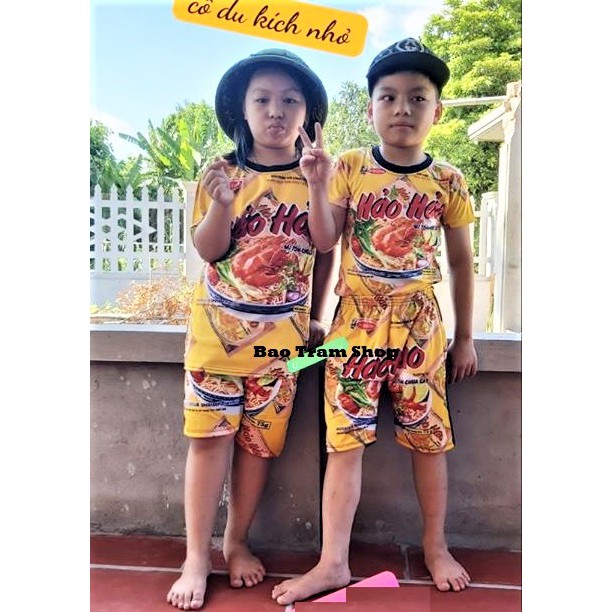 Đồ bộ thun áo nam nữ mì tôm hảo vàng chất thể thao ngắn tay | BigBuy360 - bigbuy360.vn