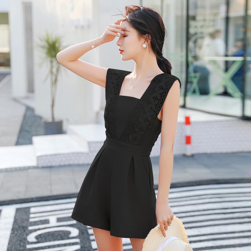 Jumpsuit Ống Rộng Phối Ren Thời Trang Mùa Hè Cho Phái Nữ