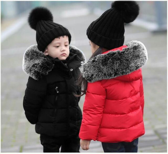 Áo phao mũ lông đẹp Quảng châu bé trai, bé gái