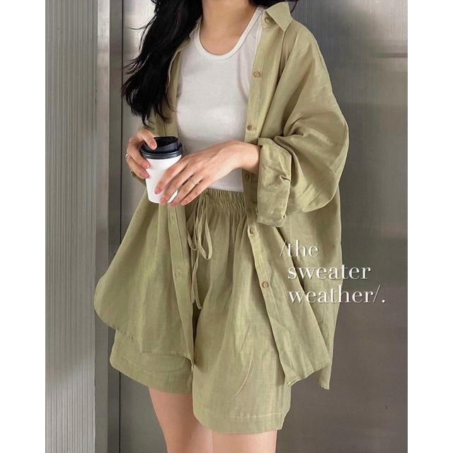 [Ảnh thật/video] Set sơmi kèm quần short đũi hot