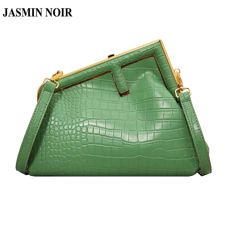 Túi đeo chéo JASMIN NOIR họa tiết da cá sấu đơn giản cho nữ