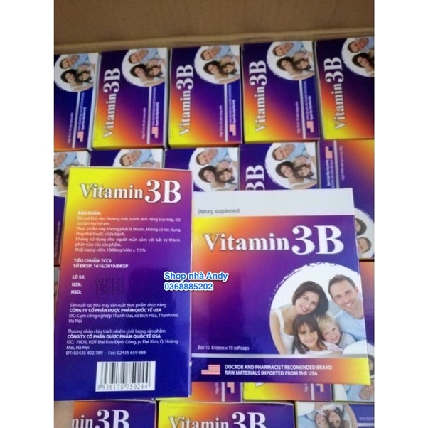 VITAMIN 3B bổ sung Vitamin (B1, B6, B12) Chính Hãng MediUSA- Hộp 100 viên