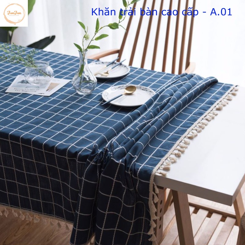 [GÓC SALE] K9_Khăn trải bàn Cao Cấp có tua hình vuông/chữ nhật chất liệu cotton 100% Phong cách Bắc Âu