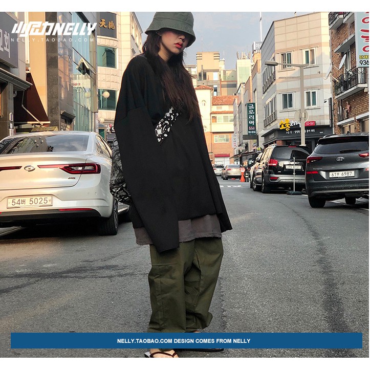 Áo phông Nelly Heybig dài tay trơn màu đen