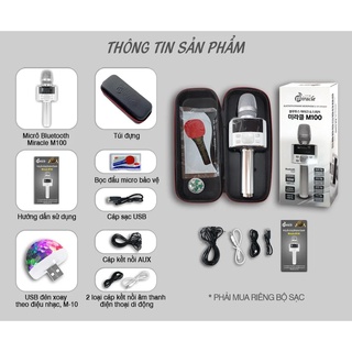 Micro Karaoke kèm loa Bluetooth Miracle M100 nhập khẩu Hàn Quốc