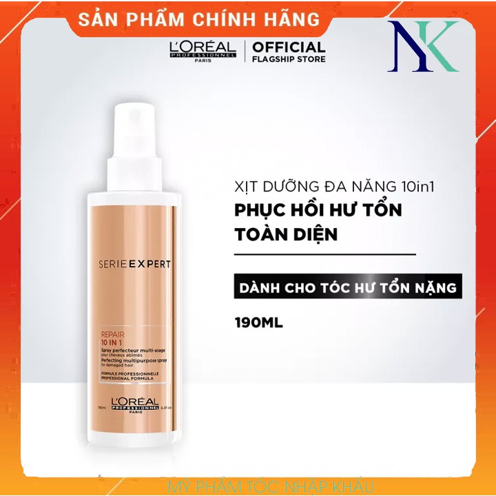 XỊT DƯỠNG PHỤC HỒI L'OREAL REPAIR 10 DẤU HIỆU HƯ TỔN CHỈ TRONG 1 SẢN PHẨM 190ML