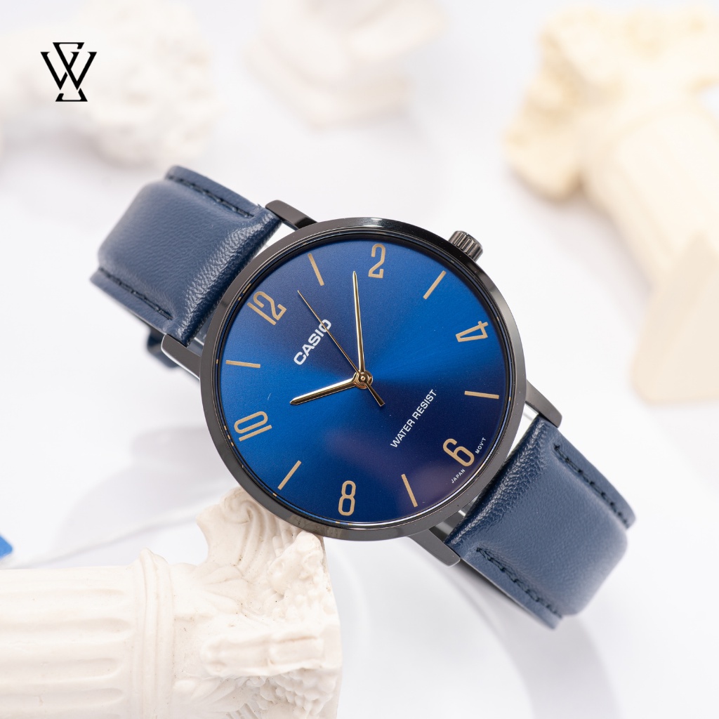 Đồng Hồ Quartz Nam Casio WATCHSTORE MTP-VT01BL-2BUDF Thiết Kế Kính Khoáng 40mm, Dây Đeo Da Và Vỏ Thép Không Gỉ