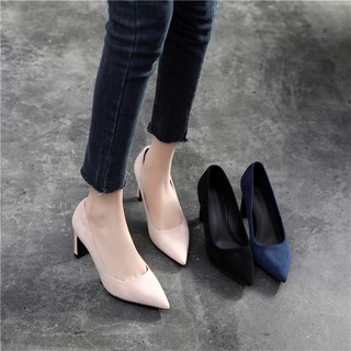 HÀNG CÓ SẴN (Size 40➡️43) _ Giày Da Lộn Gót Vuông Big Size