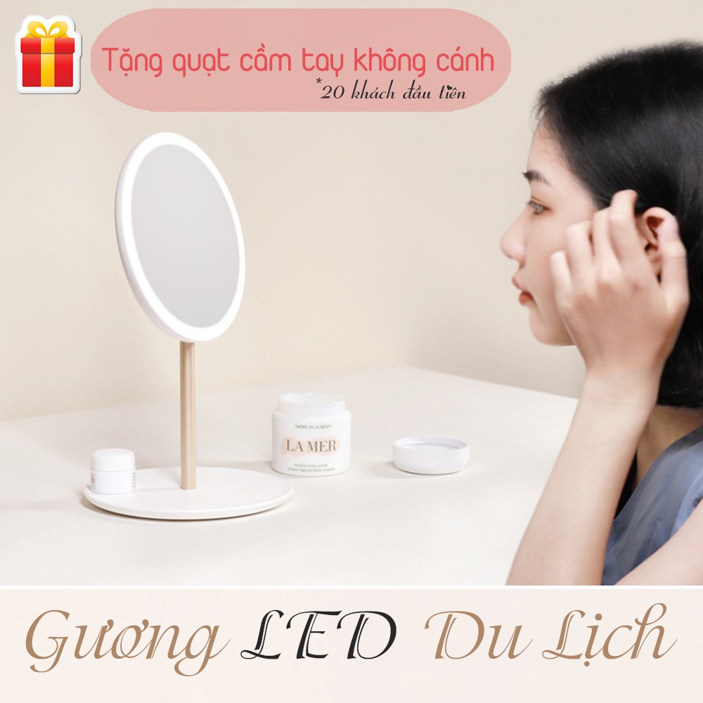 [CAO CẤP XUẤT NHẬT] Gương trang điểm kính trang điểm du lịch thiết kế tròn sang trọng cao cấp - sạc usb cao cấp