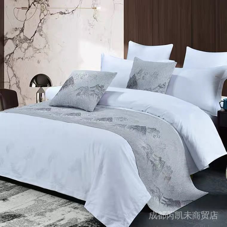Khăn Đuôi Giường Khách Sạn Gia Đình Khách Sạn Màu Trơn Mới Nhất  Phong Cách Trung Quốc Bán Sỉ ULMB