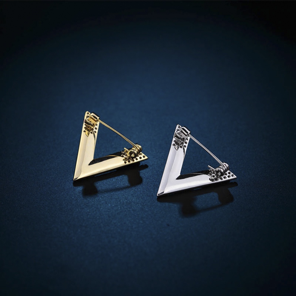 Ghim Cài Áo Hình Chữ V Bằng Kim Loại Mạ Vàng / Bạc Chống Lóa Phong Cách Hàn Quốc Cho Nữ