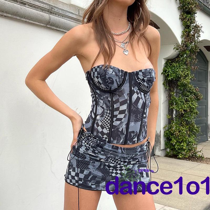 ✡Bg☾Bộ ÁO Crop-Top HọA TiếT Nhuộm + Chân VáY Lưng Cao ThờI Trang Cho Nữ