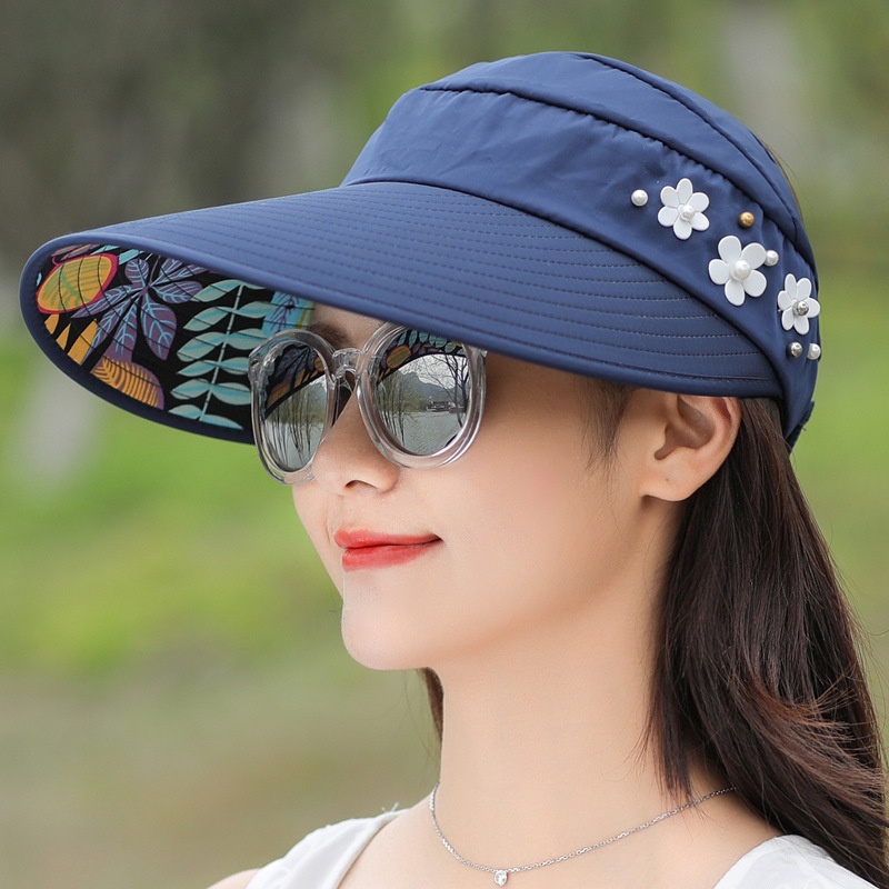 Mũ rộng vành có hạt ngọc chống nắng thời trang