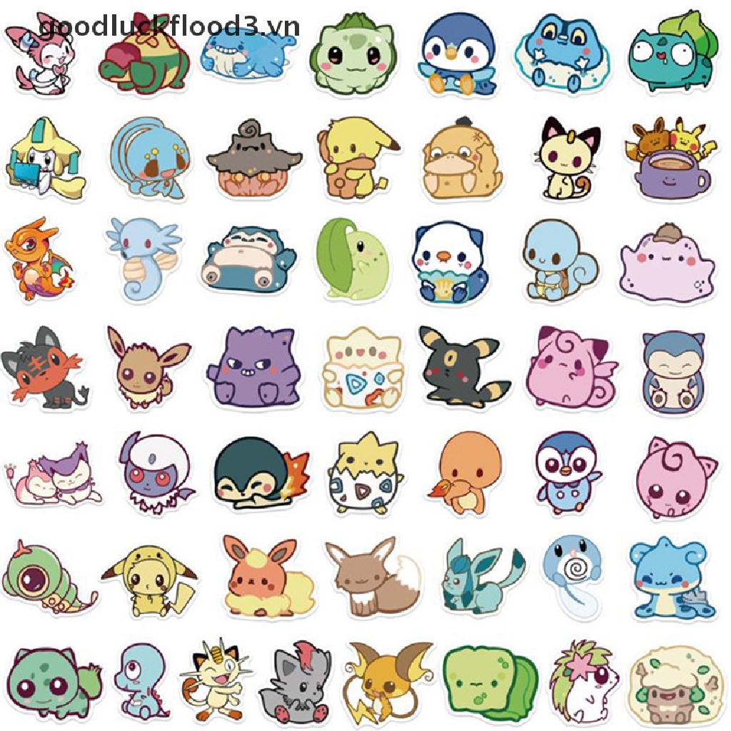 Set 50 Miếng Dán Hình Pokemon graffiti Trang Trí Ván Trượt / Laptop / Hành Lý / Hành Lý