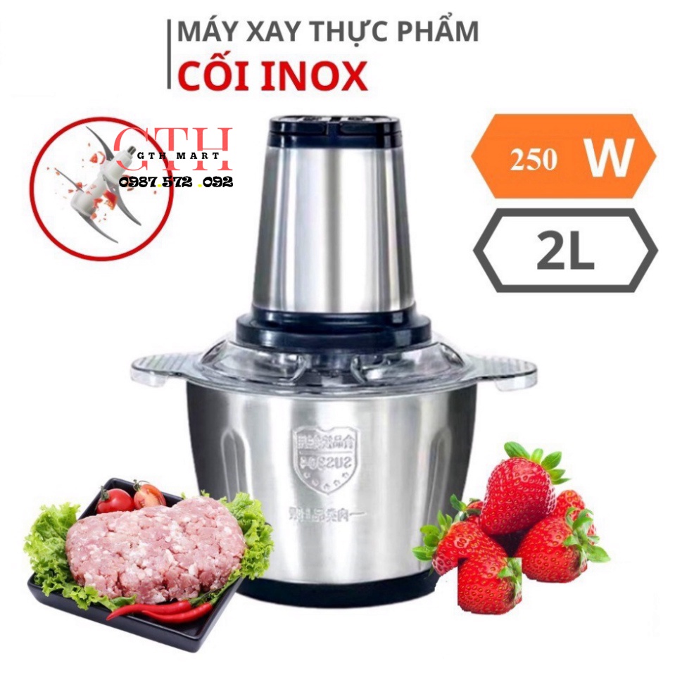 [BẢO HÀNH 1 ĐỔI 1 ]Máy xay thịt, máy xay đa năng, công suất 250W, cối inox304, 4 lưỡi dao sắc bén-GTH Mart