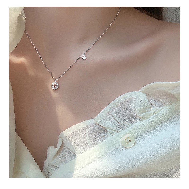 dây chuyền,lắc tay cỏ 4 lá đính đá 2  màu